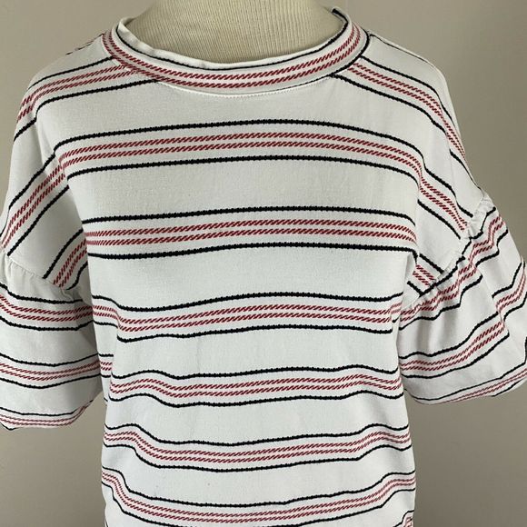 Code X Mode Striped Crop Balloon Sleeve Top Small - Picture 7 of 12